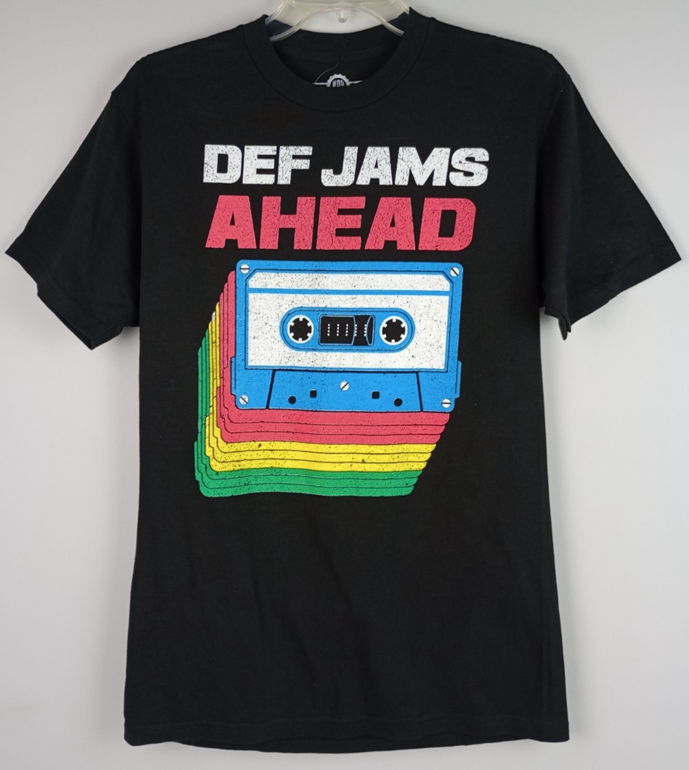 NWOT Mad Engine Adult Black Def Jams Ahead Colorful Cassette Graphic Tshirt